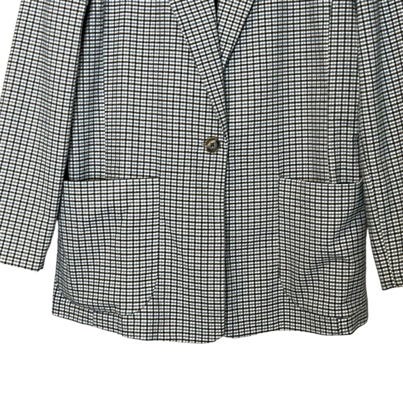 A New Day Oversized Plaid One Button Blazer Size L Pocket Blue Gray Academia NEW - Picture 7 of 15